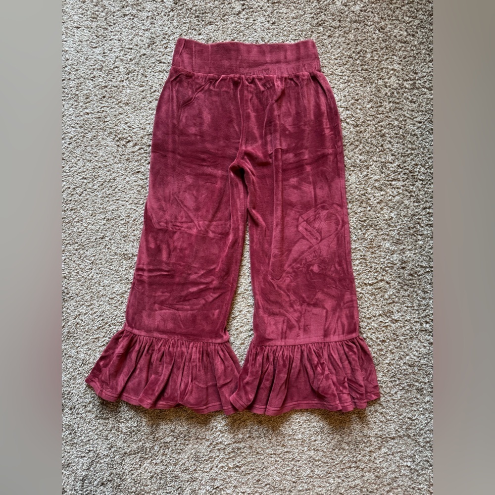Matilda Jane Red Velour Pants Flare/Ruffle Bottom - Picture 3 of 8